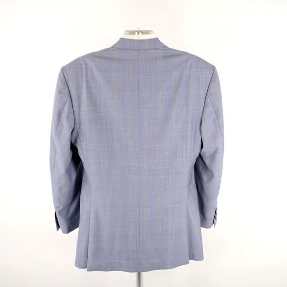 Vitale Barberis Canonico Super 140s Blue Plaid 2 Piece Vest + Suit‎ Jacket 42L - Picture 8 of 15